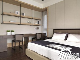 中式风格别墅简洁140平米以上卧室书桌图片