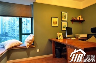 美式乡村风格三居室富裕型120平米书房飘窗书桌效果图
