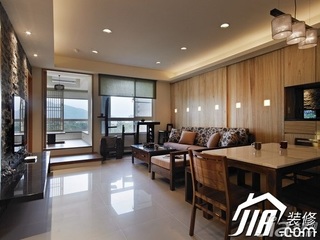 简约风格三居室原木色富裕型130平米客厅沙发图片