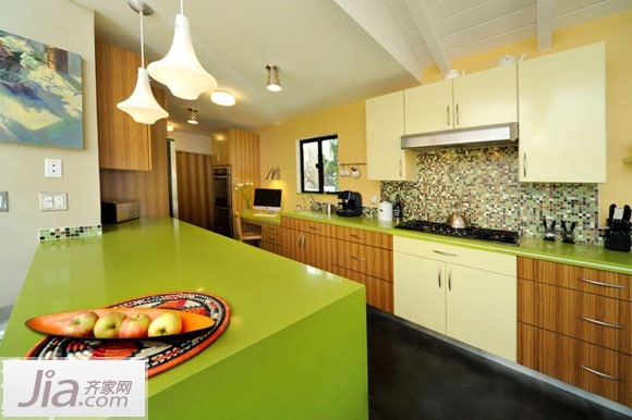 清新兼收纳 4套绿色厨房装修案例