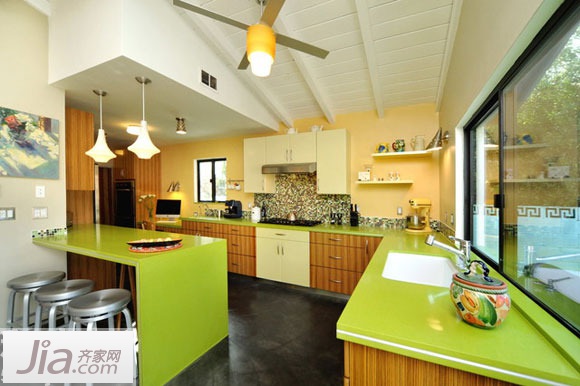 清新兼收纳 4套绿色厨房装修案例