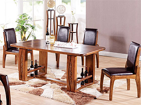 胡桃木全实木餐桌椅组合