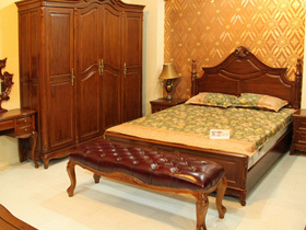 缅甸柚木实木床 欧式1.5米双人床