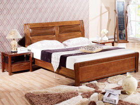 现代简约中式胡桃木实木双人床
