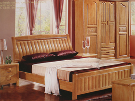 橡胶木榉木色1.5米双人床