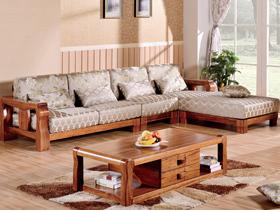 乌金木现代中式实木转角沙发
