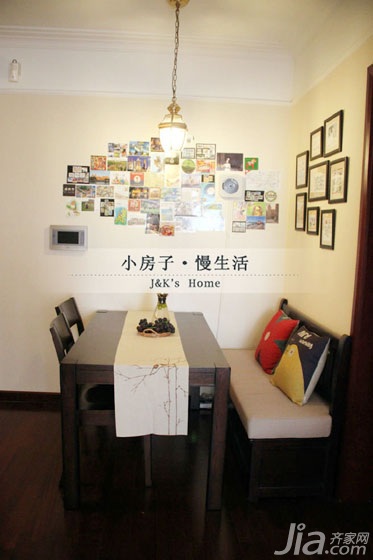 ,美式风格,两室一厅装修,60平米装修,温馨,舒适,餐厅,餐厅背景墙