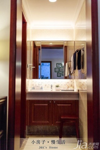 美式风格两室一厅温馨60平米洗手台图片