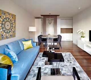 公寓蓝色客厅沙发效果图