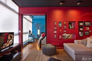 混搭风格公寓艺术红色阳光房照片墙效果图