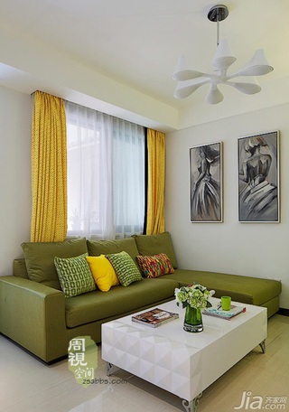 简约风格两室一厅时尚黄色15-20万沙发背景墙沙发效果图