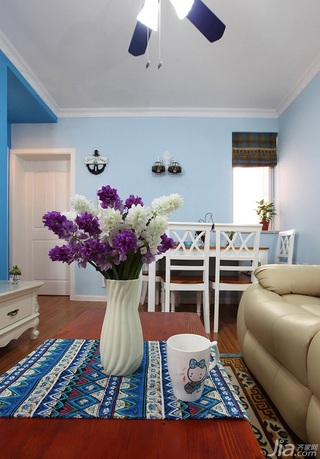 地中海风格小户型小清新蓝色餐厅婚房平面图