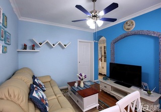 地中海风格小户型小清新蓝色客厅婚房家装图片