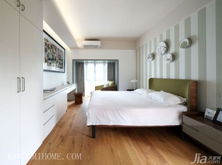 三米设计混搭风格小清新富裕型卧室卧室背景墙床效果图