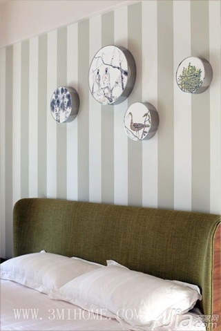 三米设计混搭风格小清新富裕型卧室背景墙设计图纸
