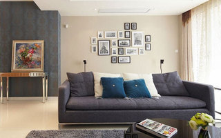 现代简约风格别墅奢华灰色沙发背景墙沙发效果图