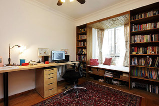 简约风格二居室小清新原木色90平米书房装修效果图