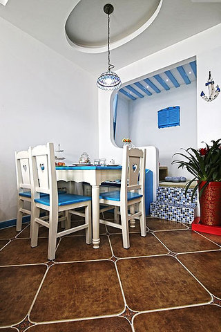 地中海风格一居室小清新蓝色餐厅改造
