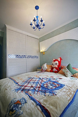 地中海风格一居室小清新蓝色卧室装修