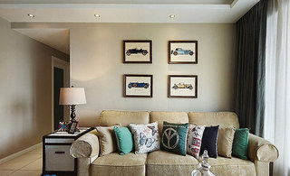 美式风格二居室小清新沙发背景墙80后家装图