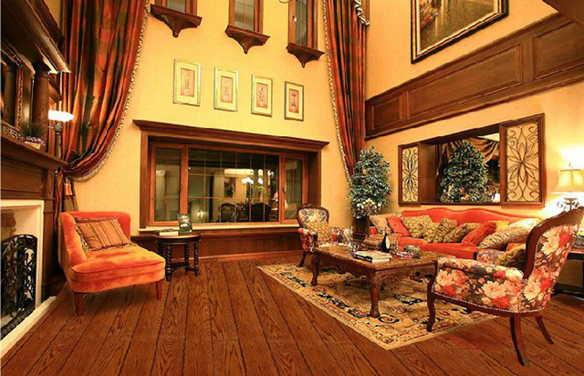 槲栎木柚木色地板_齐家网装修效果图