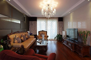 中式风格三室一厅130平米客厅设计图纸