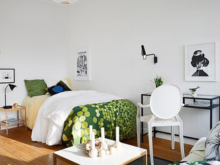 现代简约风格小户型小清新绿色卧室效果图