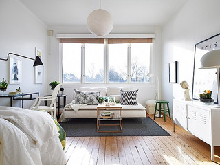 现代简约风格小户型小清新绿色卧室装修效果图