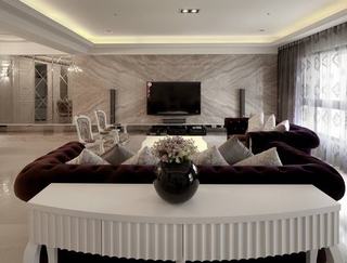 新古典风格别墅奢华140平米以上客厅电视背景墙设计图纸