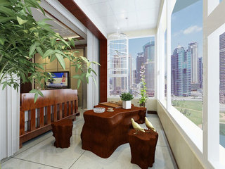 中式风格公寓古典130平米阳台效果图