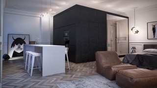 现代简约风格单身公寓艺术40平米效果图