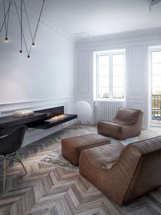 现代简约风格单身公寓艺术40平米沙发效果图