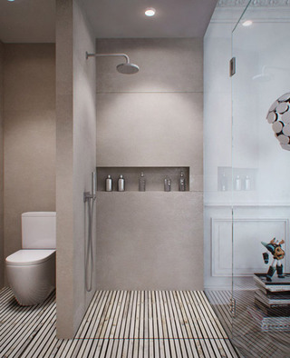 现代简约风格单身公寓艺术40平米卫生间效果图