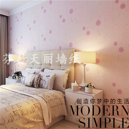 韩式田园蒲公英墙纸 温馨浪漫卧室壁纸