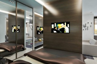 现代简约风格单身公寓时尚电视背景墙设计图纸