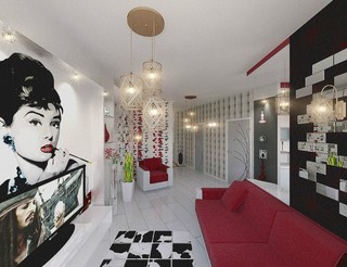 现代简约风格单身公寓时尚客厅沙发装修效果图