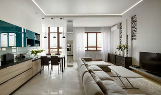 现代简约风格舒适140平米以上客厅过道设计图