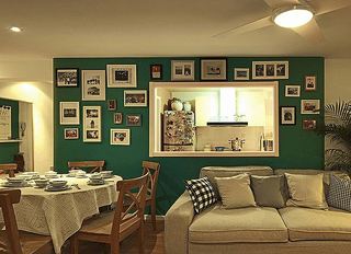 混搭风格三居室小清新100平米照片墙装修图片
