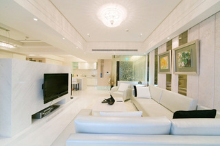 新古典风格小清新豪华型沙发背景墙装修效果图