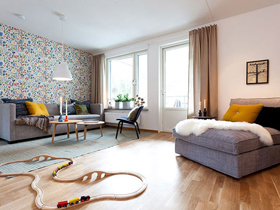 简约北欧装饰的三室公寓效果图