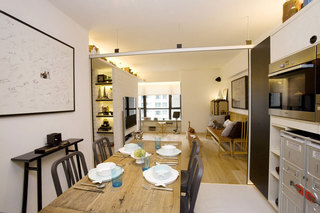 现代简约风格公寓原木色厨房推拉门改造