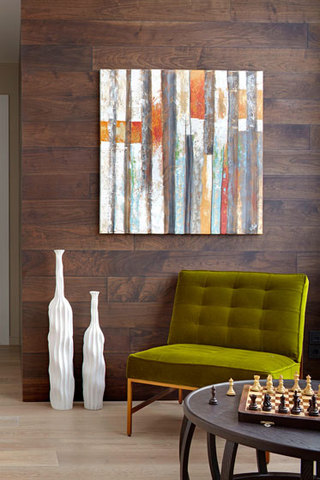 现代简约风格公寓温馨绿色背景墙沙发效果图