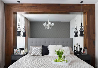 现代简约风格公寓温馨黑白卧室灯具设计