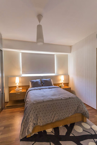 现代简约风格公寓艺术白色卧室卧室背景墙床效果图