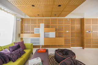 现代简约风格公寓艺术暖色调客厅隔断沙发效果图
