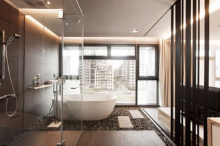现代简约风格公寓时尚开放式厨房浴室柜图片