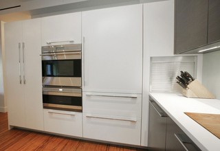 现代简约风格公寓温馨原木色开放式厨房整体橱柜设计图纸