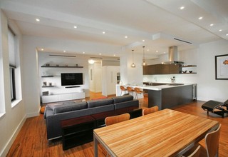 现代简约风格公寓温馨原木色开放式厨房装修
