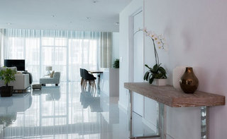 现代简约风格复式唯美白色客厅过道设计图纸