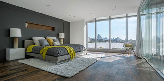 现代简约风格复式唯美灰色卧室设计图